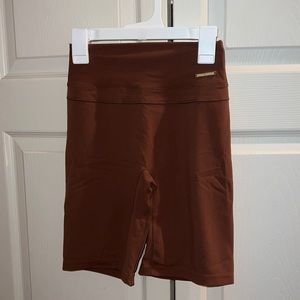 Whitney Simmons Gymshark brown biker shorts